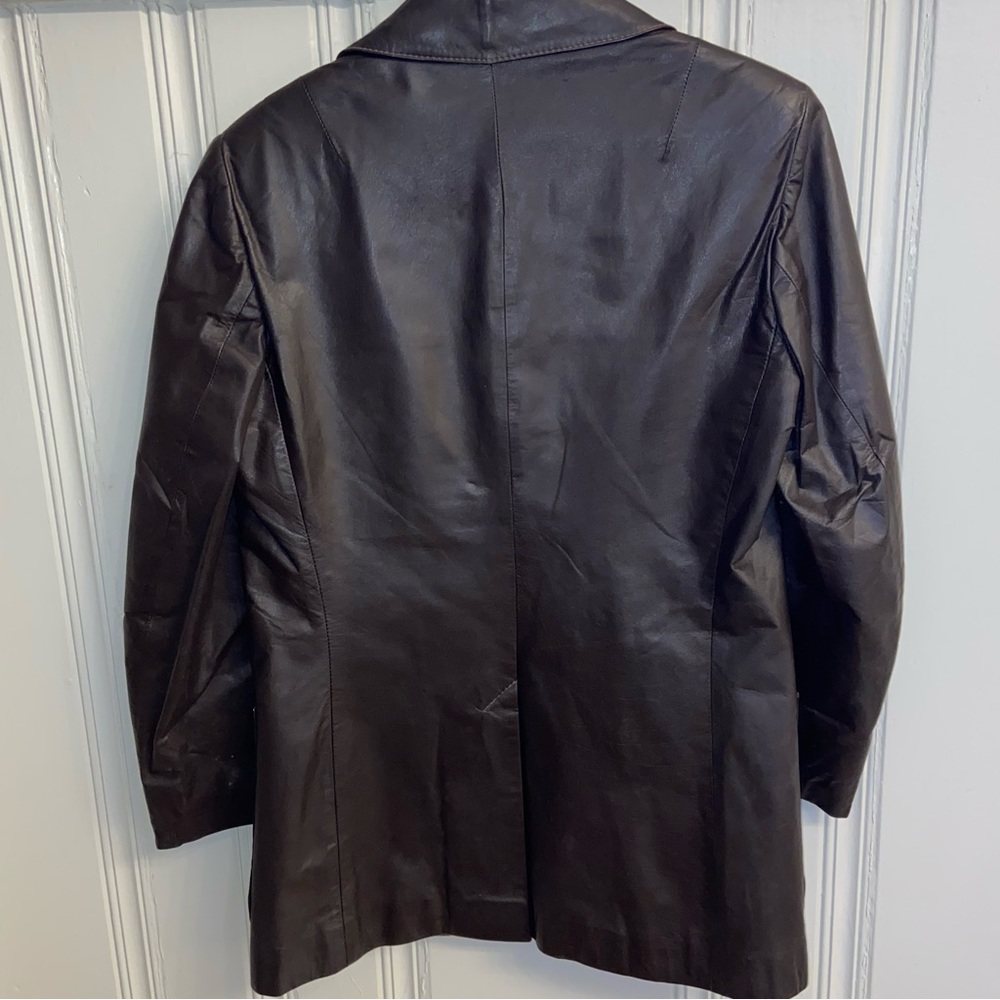 Vintage Brown Leather Blazer Jacket Made in Uruguay edgy rock classic old money - Picture 8 of 10